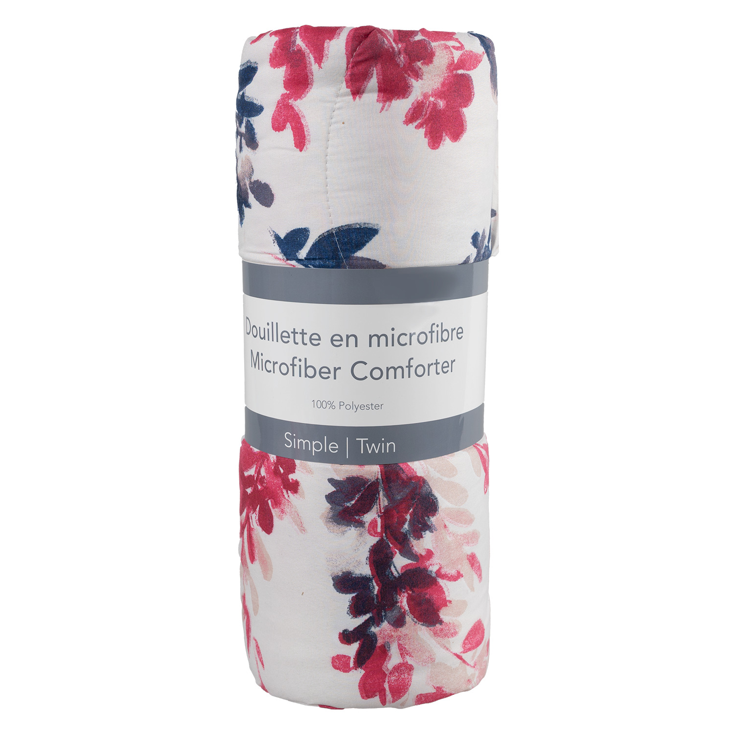 Microfiber comforter, Navy & pink flower