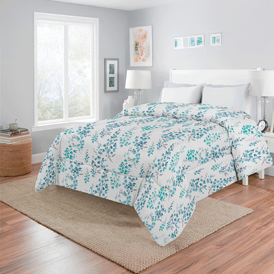 Microfiber comforter set, Blue flowers