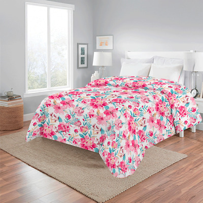Microfiber comforter set, Pink flowers