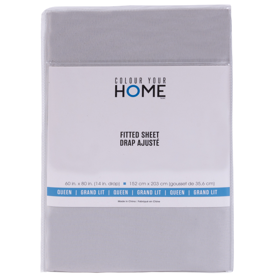 Microfiber fitted sheet - Queen, light grey
