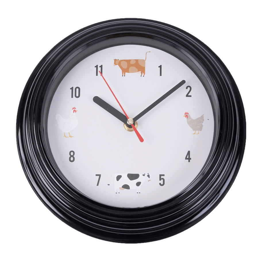 Mid-century modern farm animals wall clock
