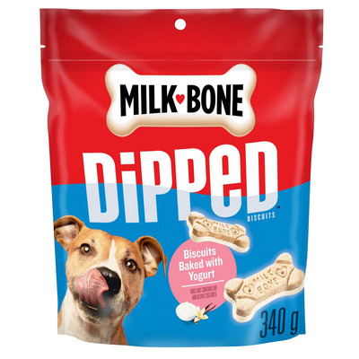 Milk Bone - Biscuits pour chiens croquants enrobés au yoghourt et vanille, 340 g