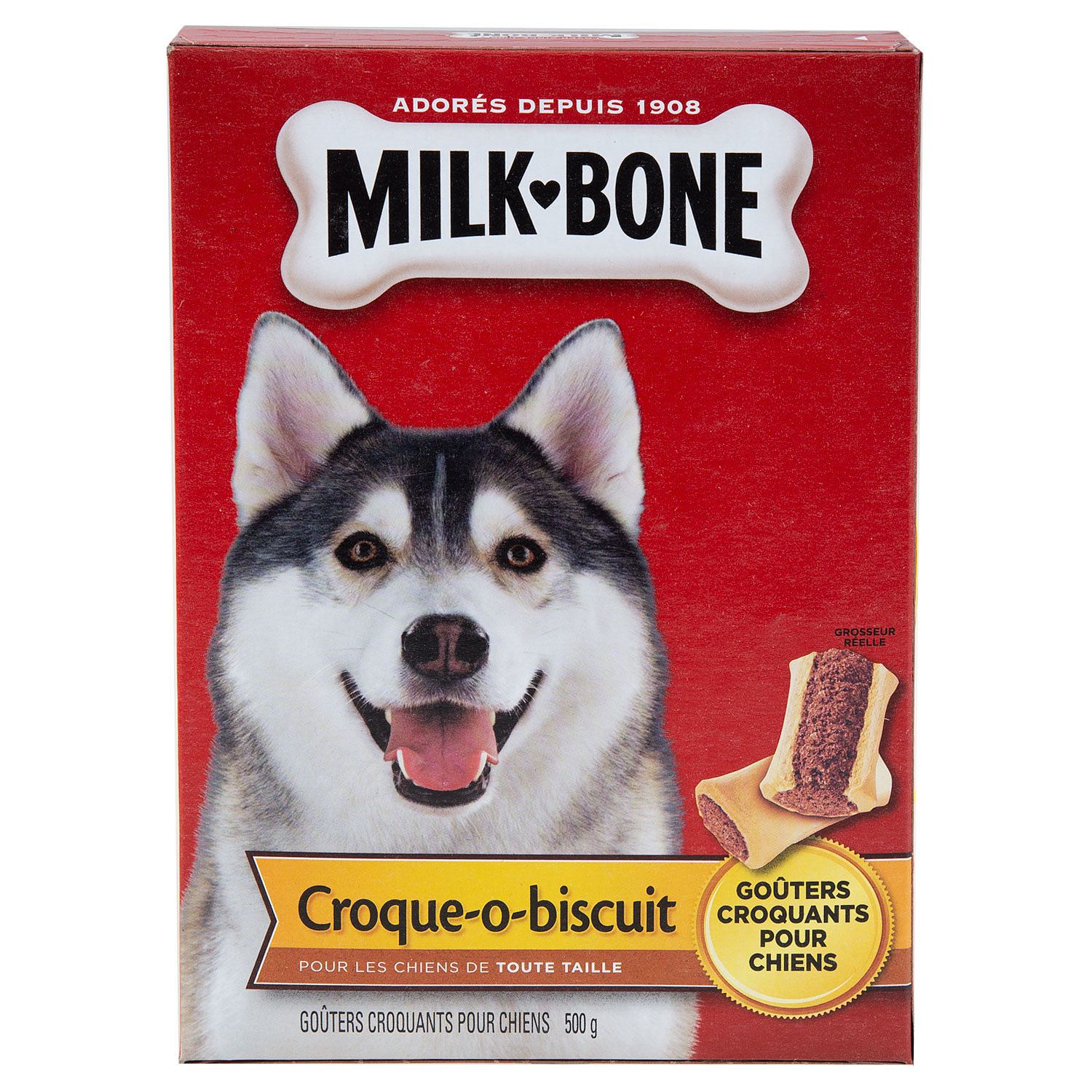 Milk Bone - Croque-o-biscuit, goûters croquants pour chiens, 500g