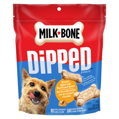 Milk Bone - Dipped crunchy peanut butter, biscuit dog treats, 340 g
