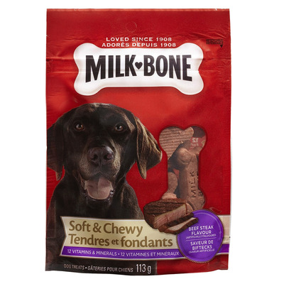 Milk Bone - Soft & Chewy beef steak flavour dog treats, 113g