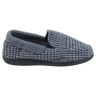 Moccasin-style house slippers - Grey plaid