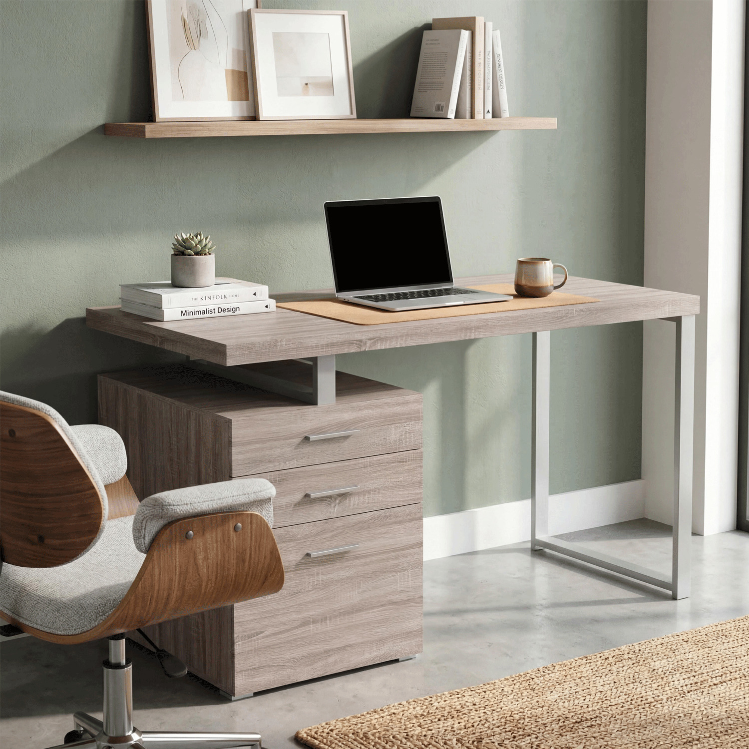 Modern computer desk with 3 drawers