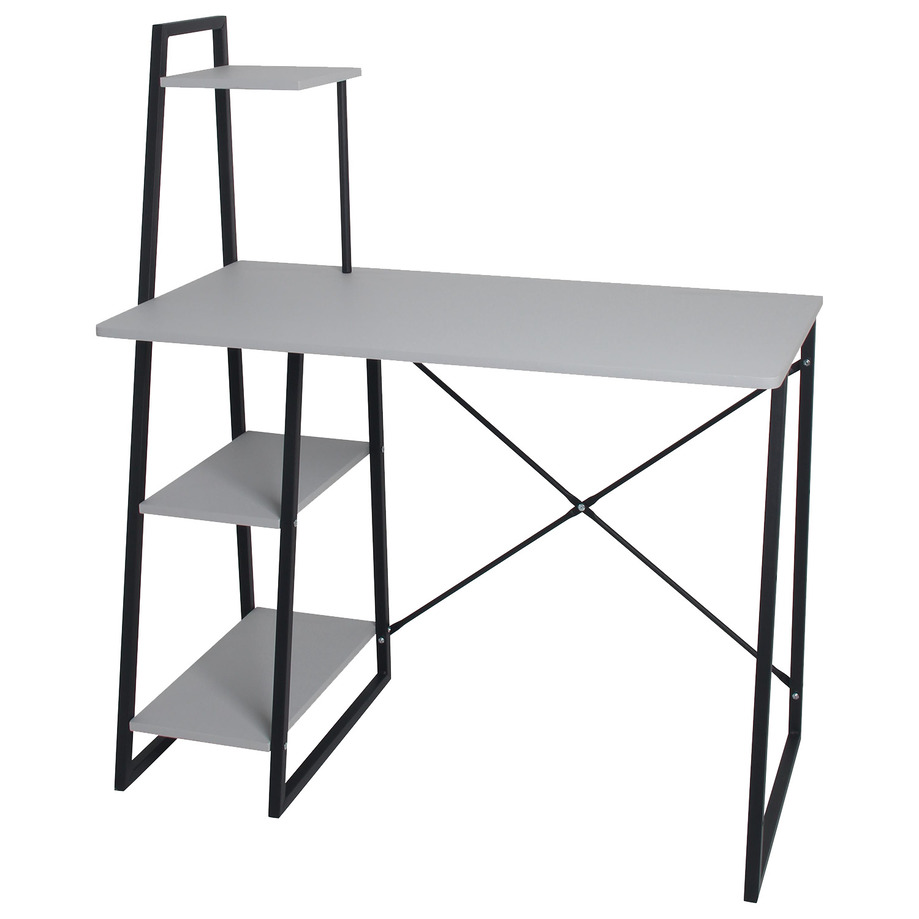 Modern rectangular desk with open shelf storage design