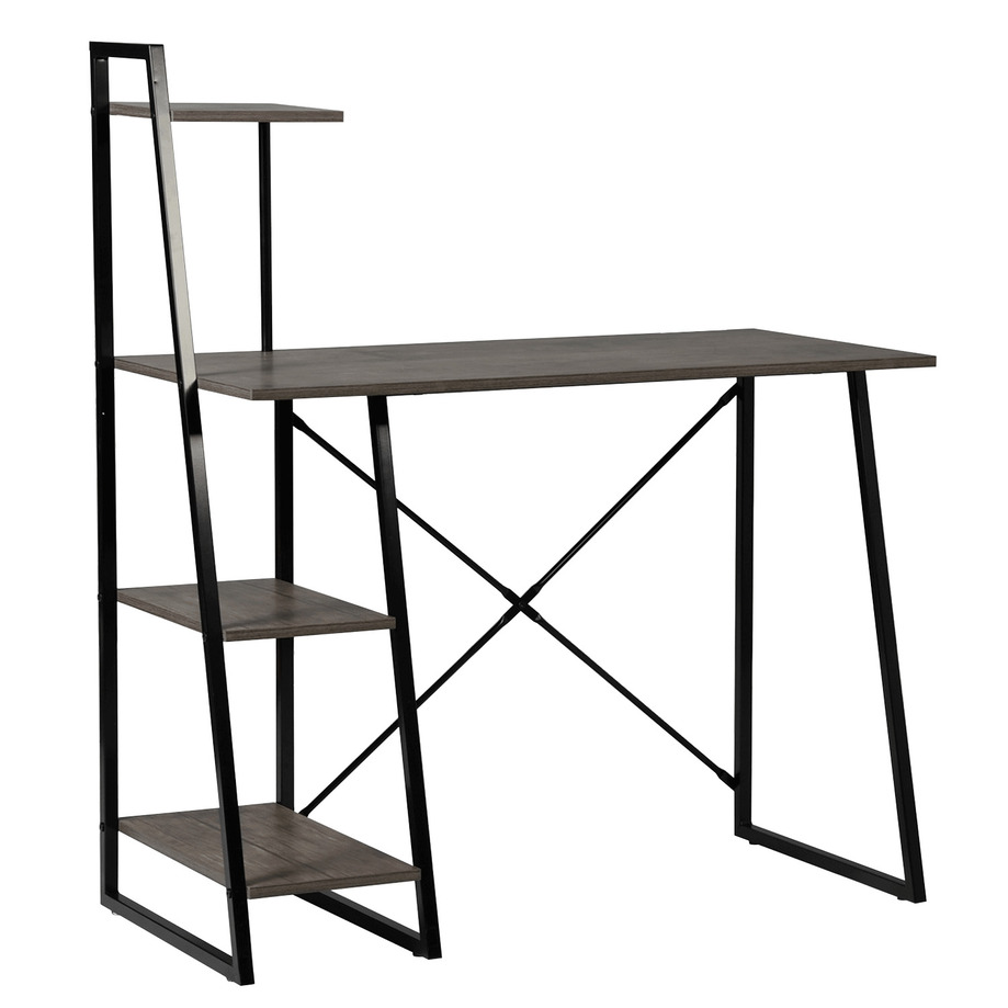 Modern rectangular desk with open shelf storage design