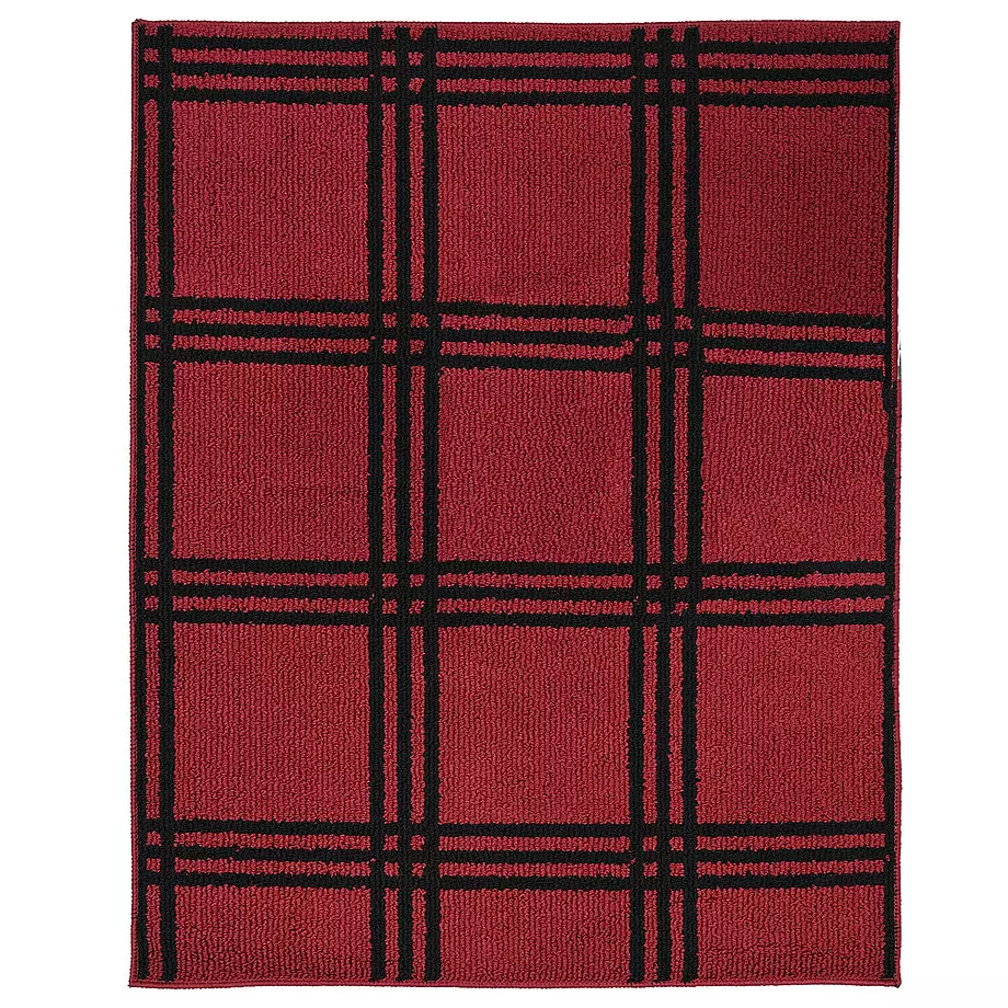 MONTEBELLO Collection, square patterned rug, red, 3'x4'