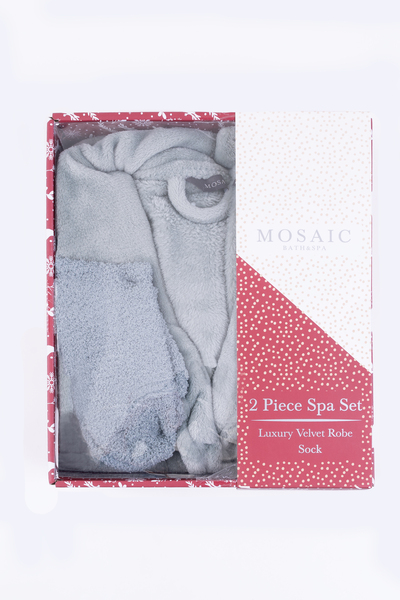 Mosaic - Robe de chambre en peluche et bas douillets, boîte cadeau
