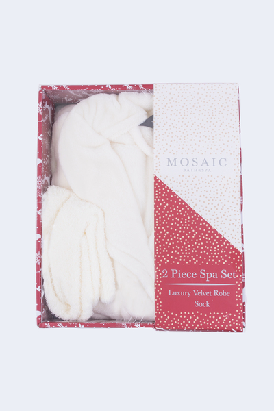 Mosaic - Sherpa spa robe set with cozy socks in gift box