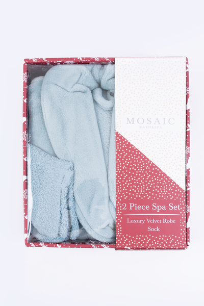Mosaic - Sherpa spa robe set with cozy socks in gift box