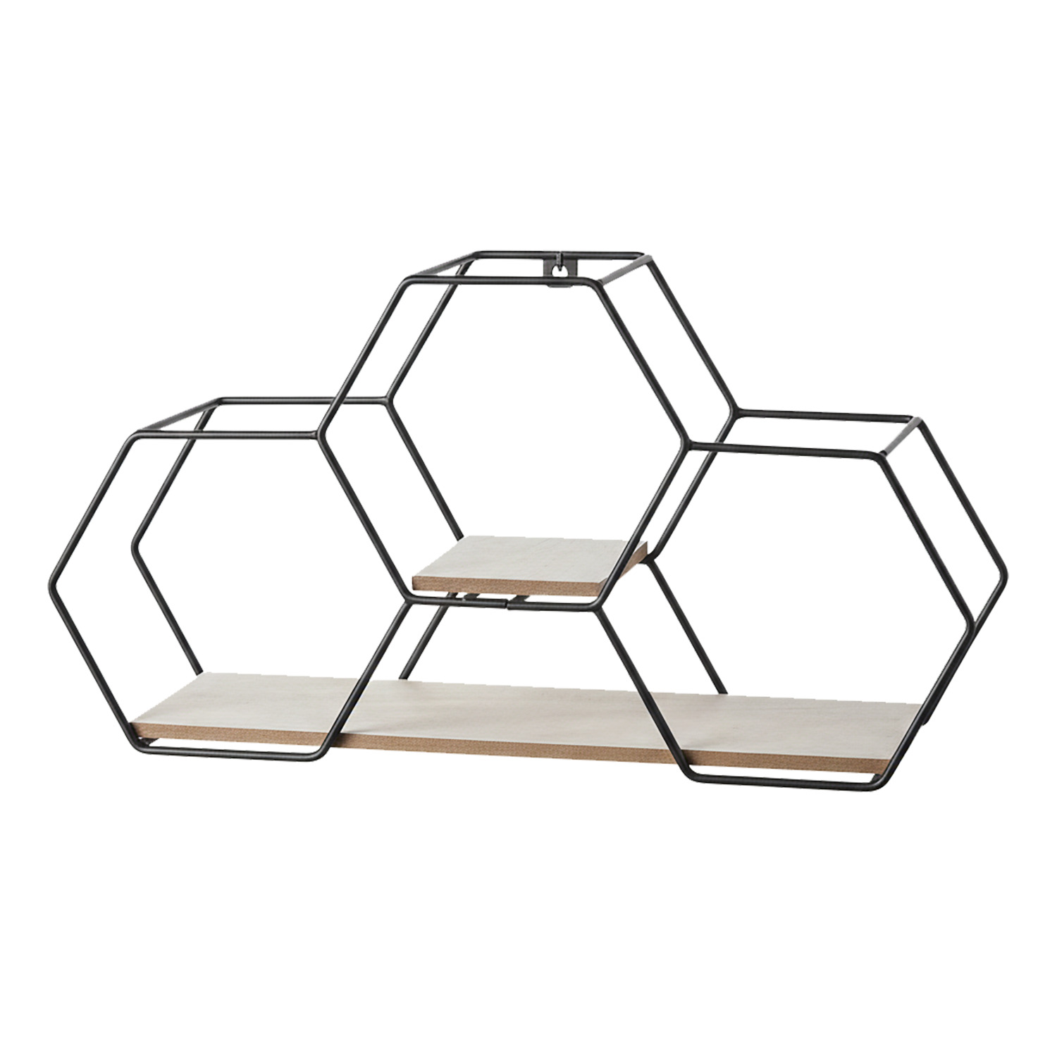 Multi hexagonal floating wall shelf