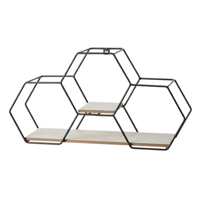 Multi hexagonal floating wall shelf