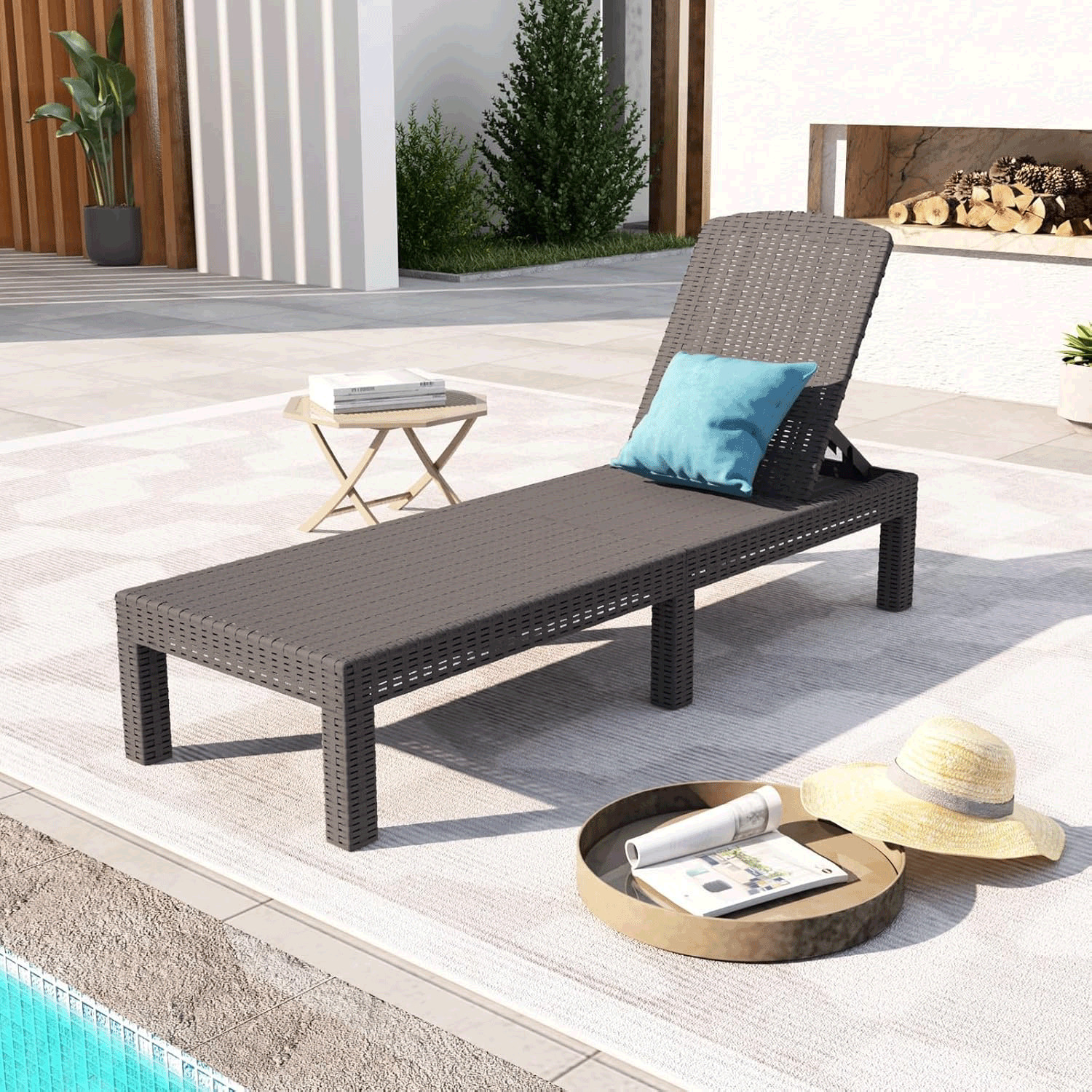 Multi-position folding lounge chair