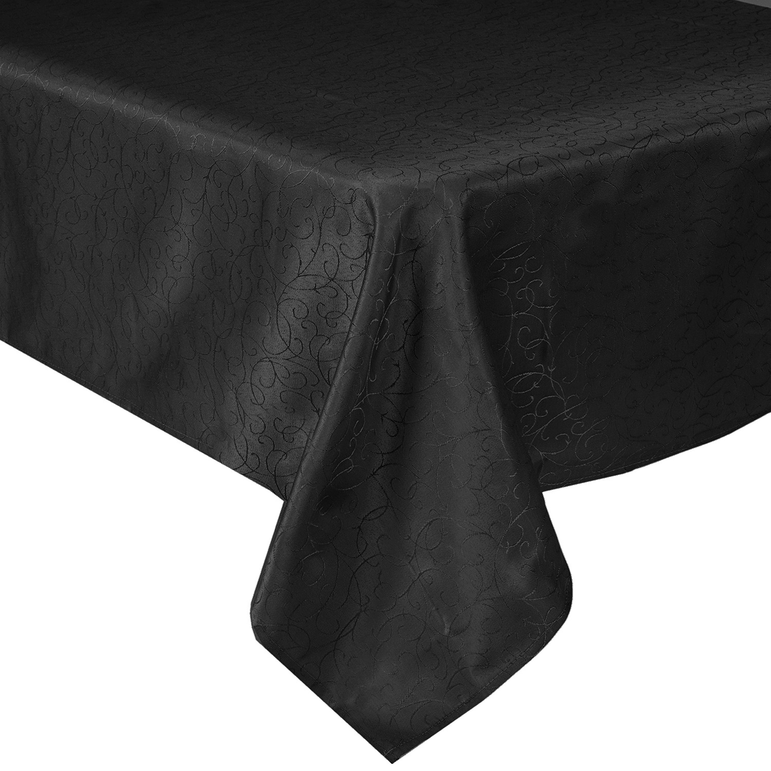 Nappe en tissu damassé uni - Volutes noir. Colour: black. Size: 60