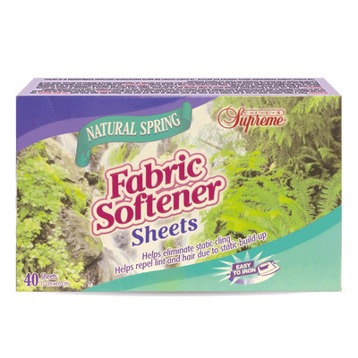 Natural Spring scented fabric softener dryer sheets, 40 sheets