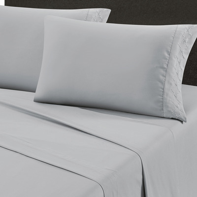 NAZRÉ Collection - Solid sheet set with embroidered trim
