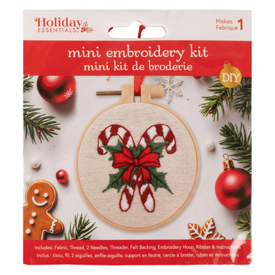 Needle Crafters - Holiday essentials - Mini embroidery kit, Candy canes