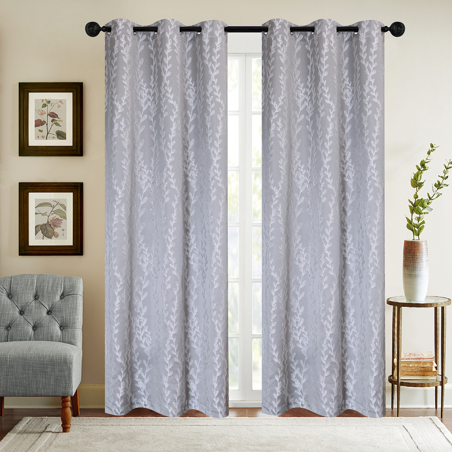 Nelli - Two jacquard panels with grommets 38"x84", light grey