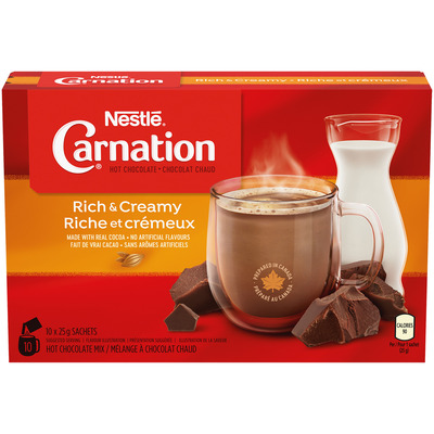Nestlé - Carnation - Mélange à chocolat chaud riche et crémeux, 10 x 25g