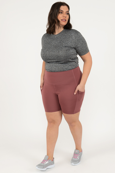Nicole Miller Sport - High-waisted biker shorts with lateral pockets - Renaissance rose - Plus Size