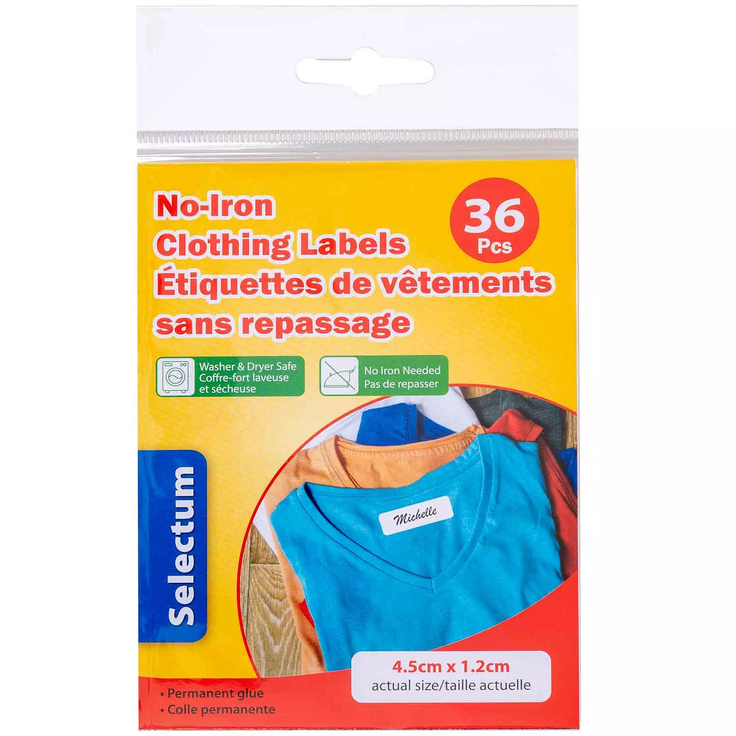No-iron clothing labels, pk. of 36