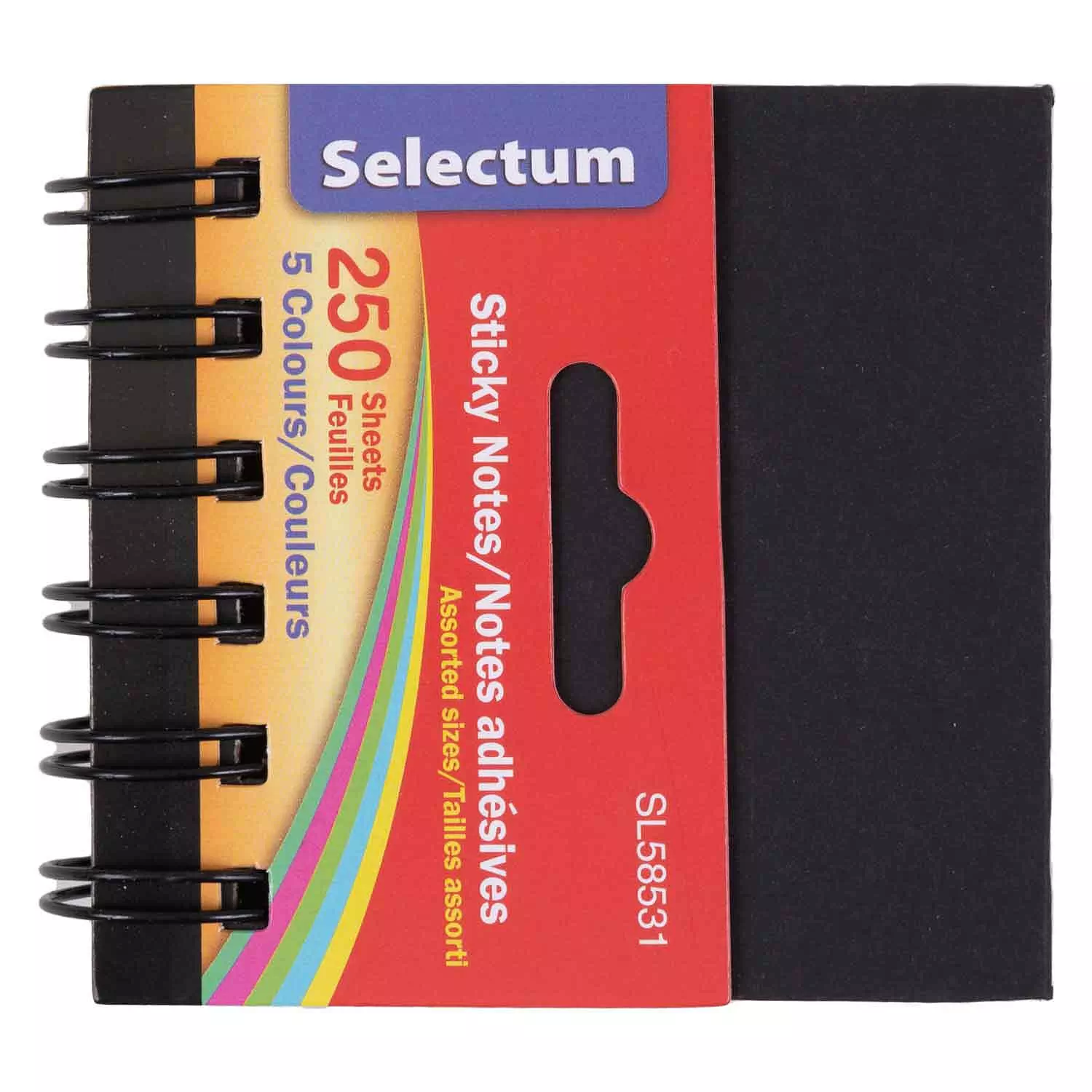 Notes adh&eacute;sives, tailles ass., paq. de 250
