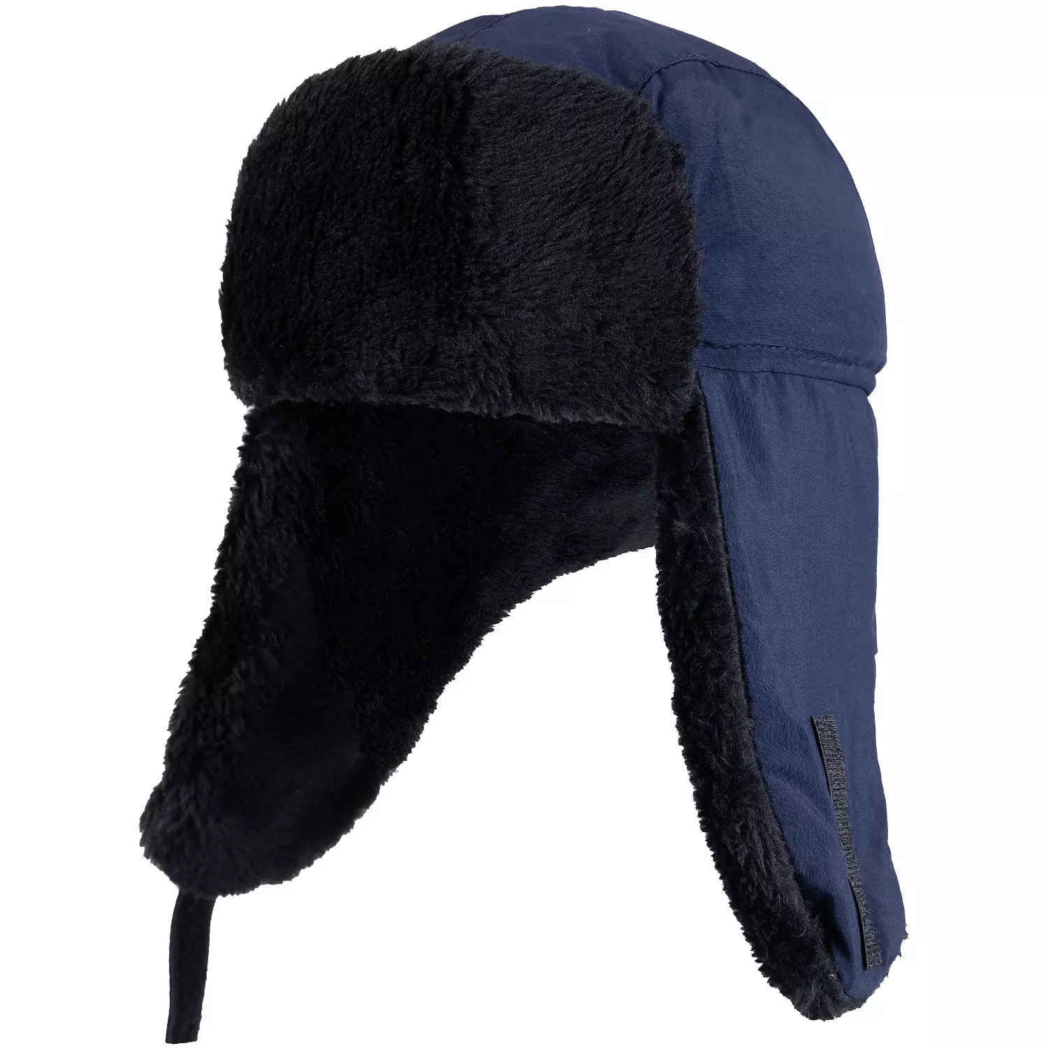 Nylon aviator hat with faux fur lining & trims, navy