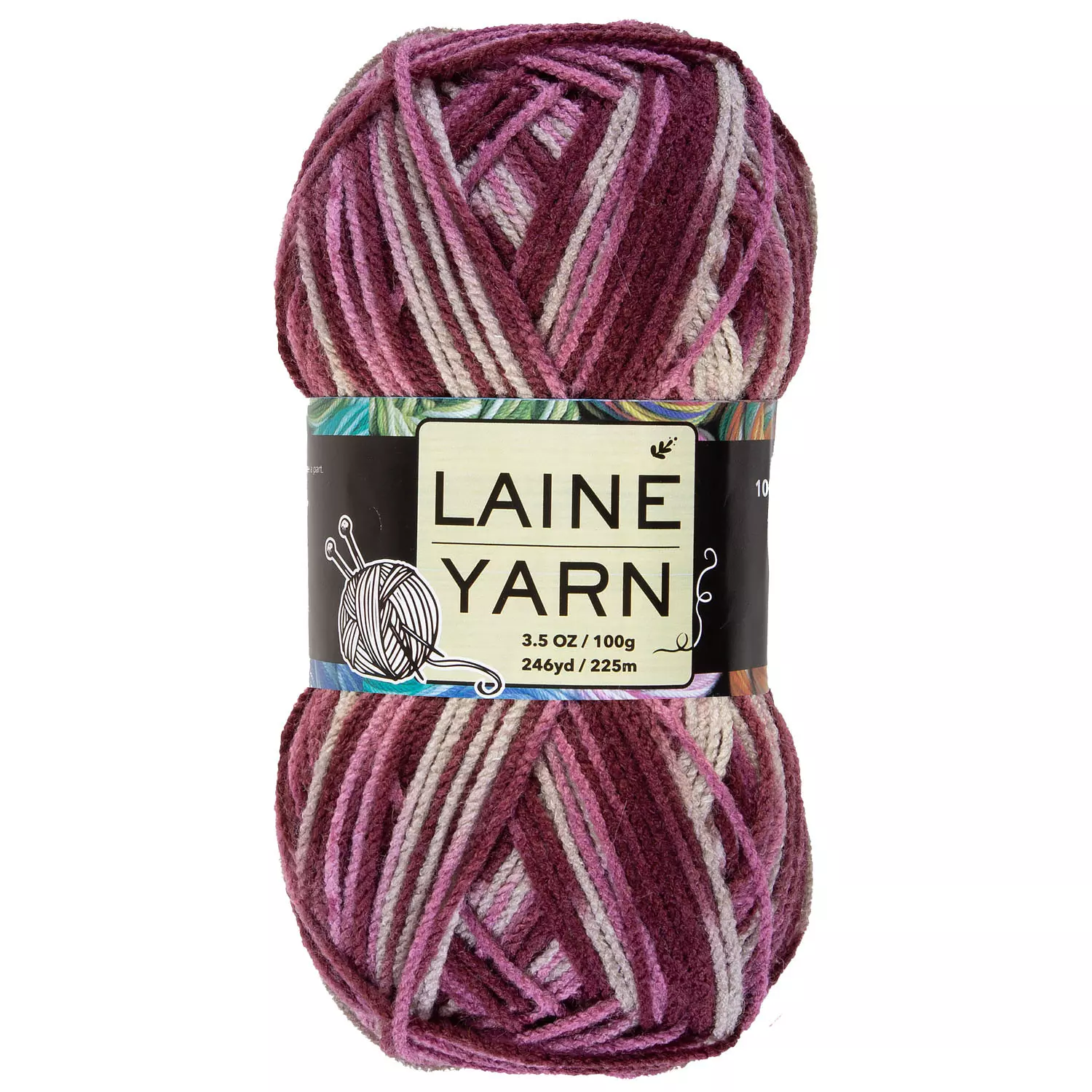 Ombré acrylic yarn, dark pink ombré, 100g