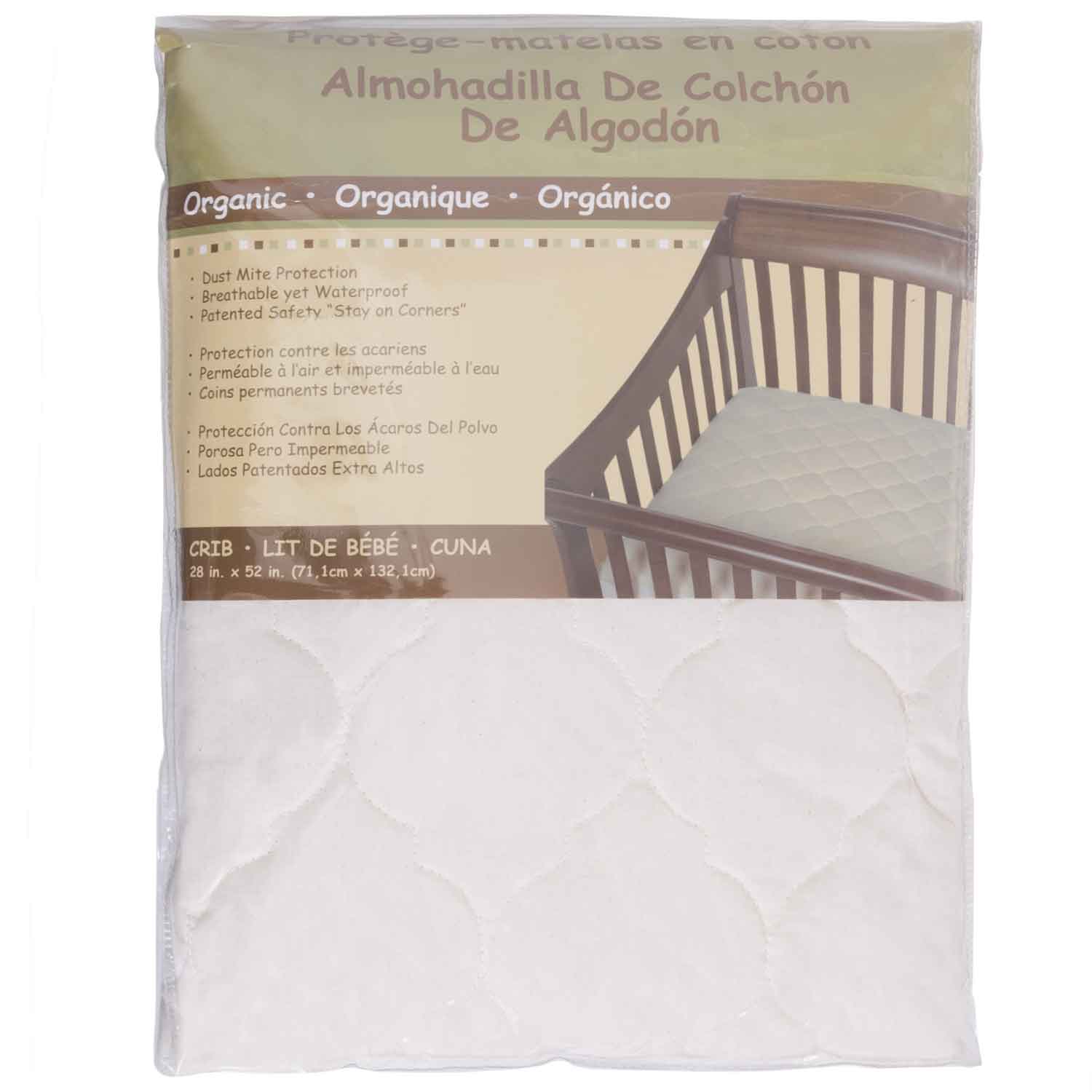 Organic baby crib fitted mattress protector, 28"x52"
