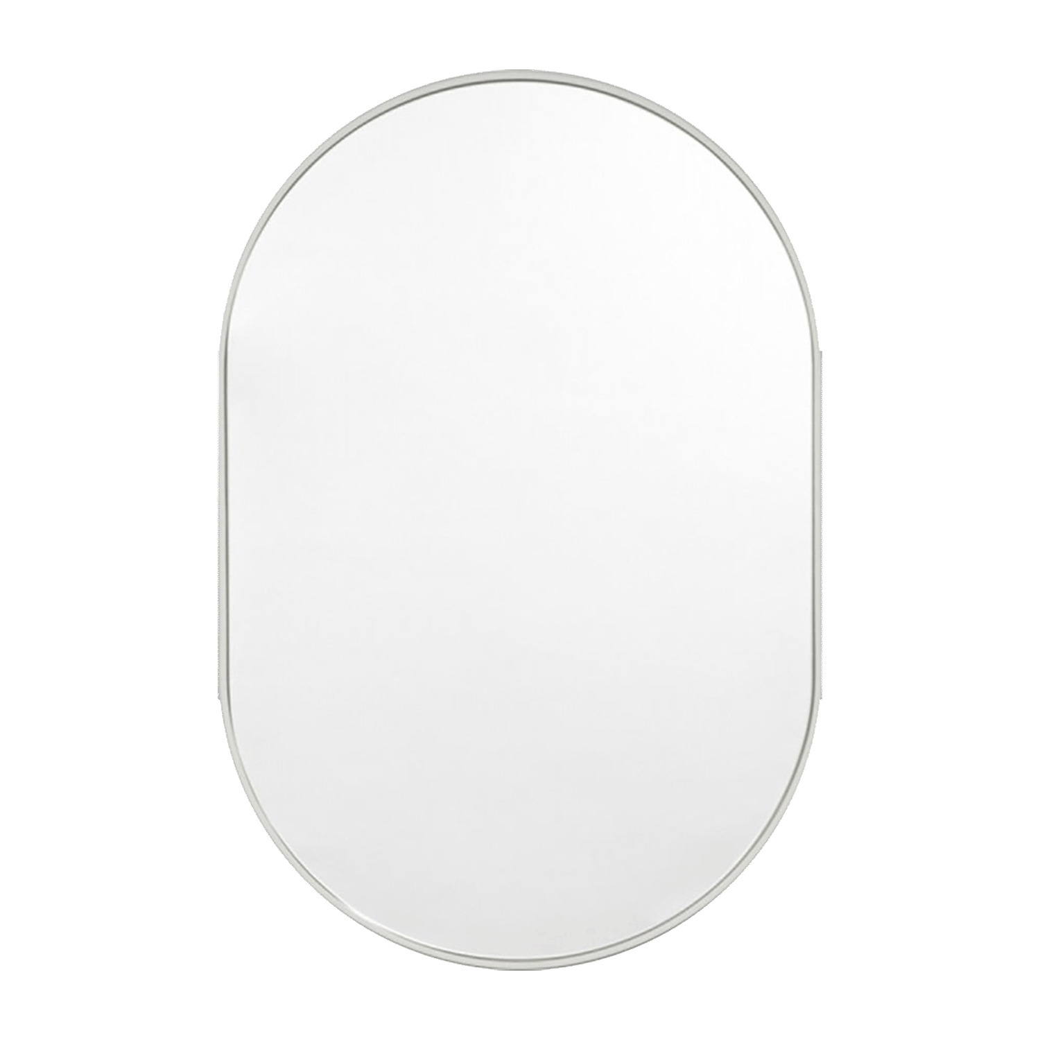 Oval vanity mirror with white aluminum frame