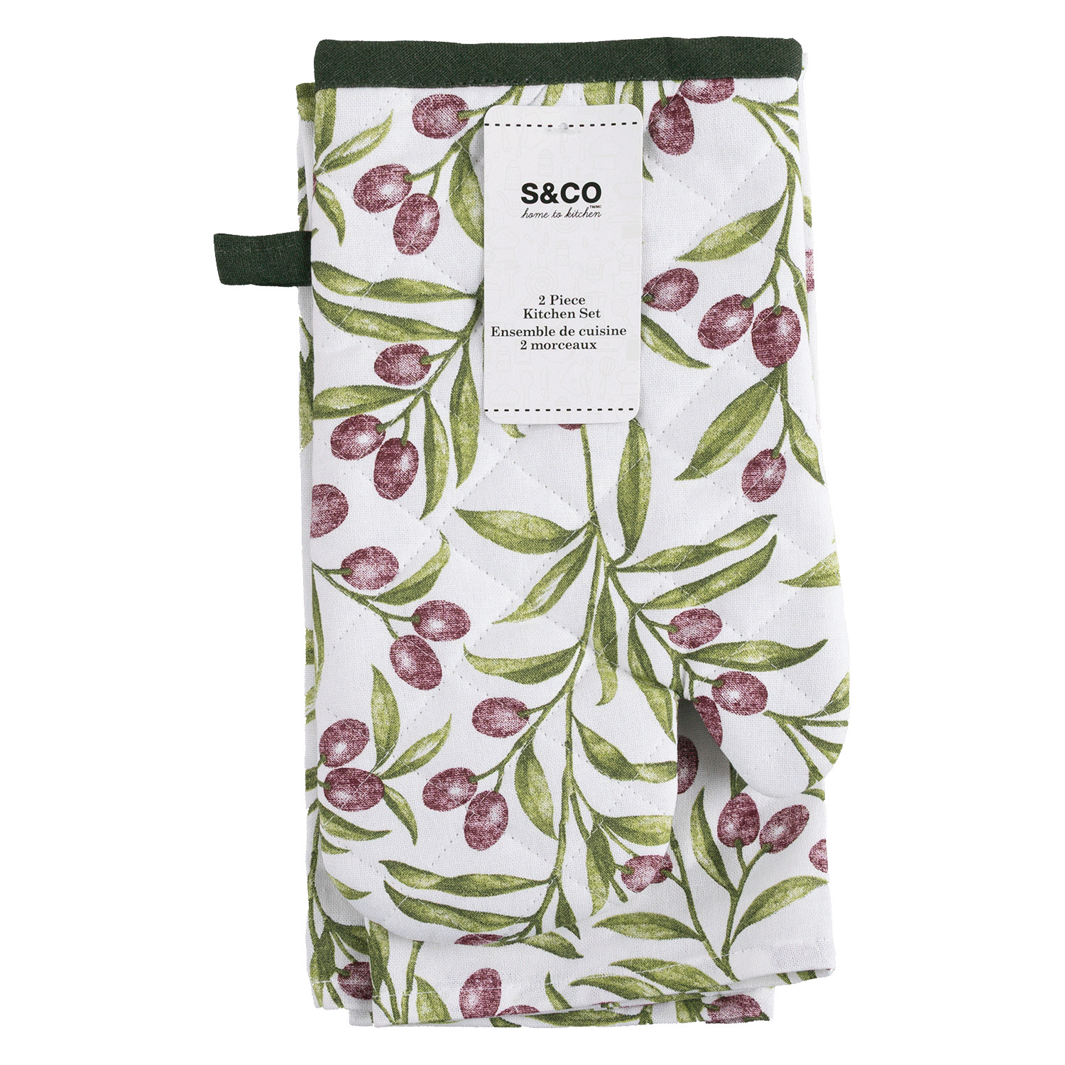 Oven mitt & dishcloth set - Grape madness