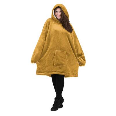 Oversized, unisex sherpa hooded sweater blanket, 32"X37"