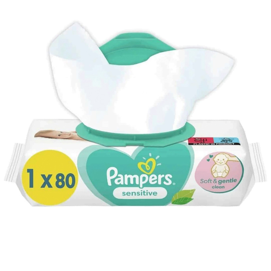 Pampers - Lingettes pour bébé Sensitive avec couvercle pop-top, paq. de 80