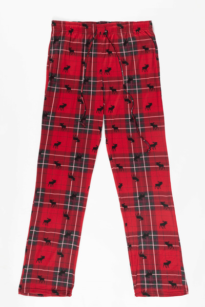 Pantalon de pyjama en tricot extensible, jambe droite - Orignal en carreaux