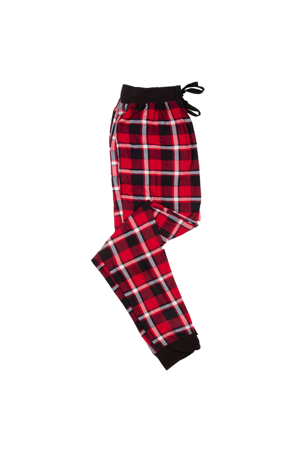 Pantalon de pyjama style jogger en tricot extensible - Carreaux rouges