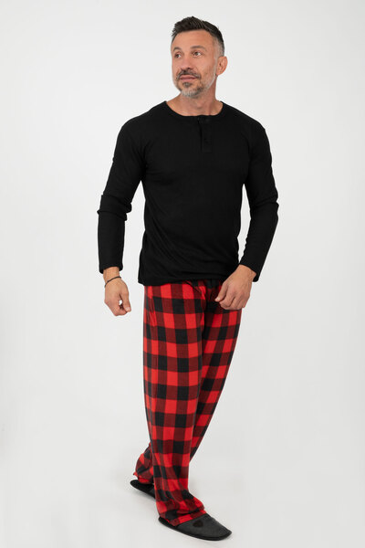Pantalon pyjama jogging pour hommes imprimé en micropolaire pressé