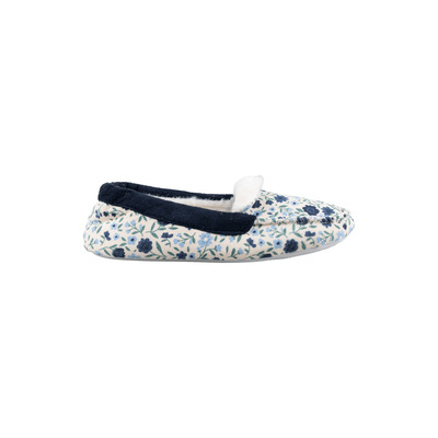 Pantoufles mocassins - Champ de fleurs bleu