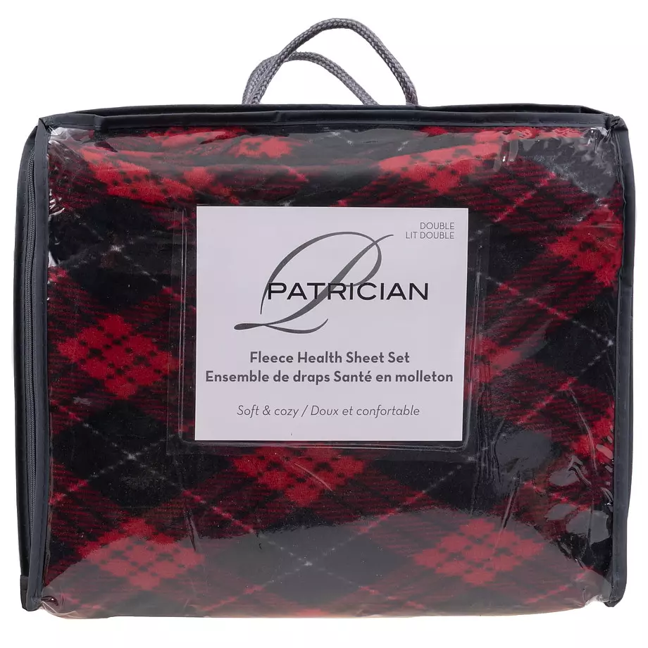Patrician - Fleece health sheet set, red plaid, double