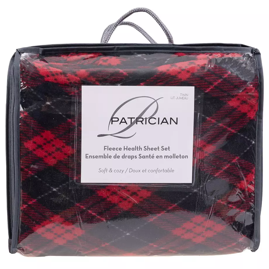 Patrician - Fleece health sheet set, red plaid, twin