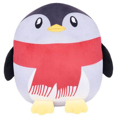Peluche 3-en-1, coussin chauffe-mains avec couverture, 30"x30" - Pingouin