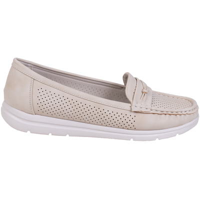 Perforated casual moccasin loafers - Beige