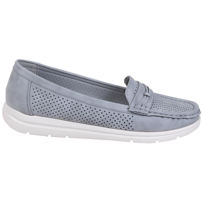 Perforated casual moccasin loafers - Grey