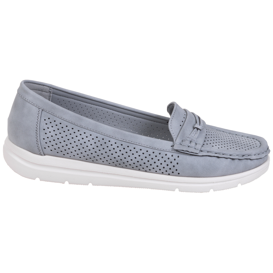 Perforated casual moccasin loafers - Grey, size 6