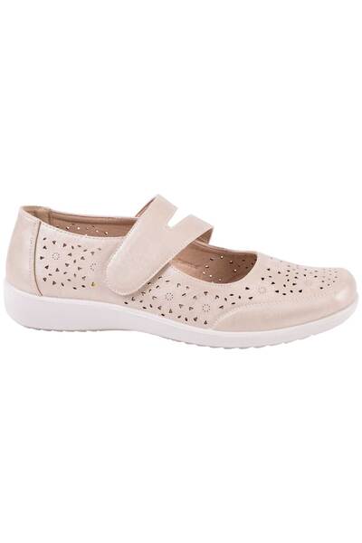 Perforated Mary Jane comfort flats with velcro straps