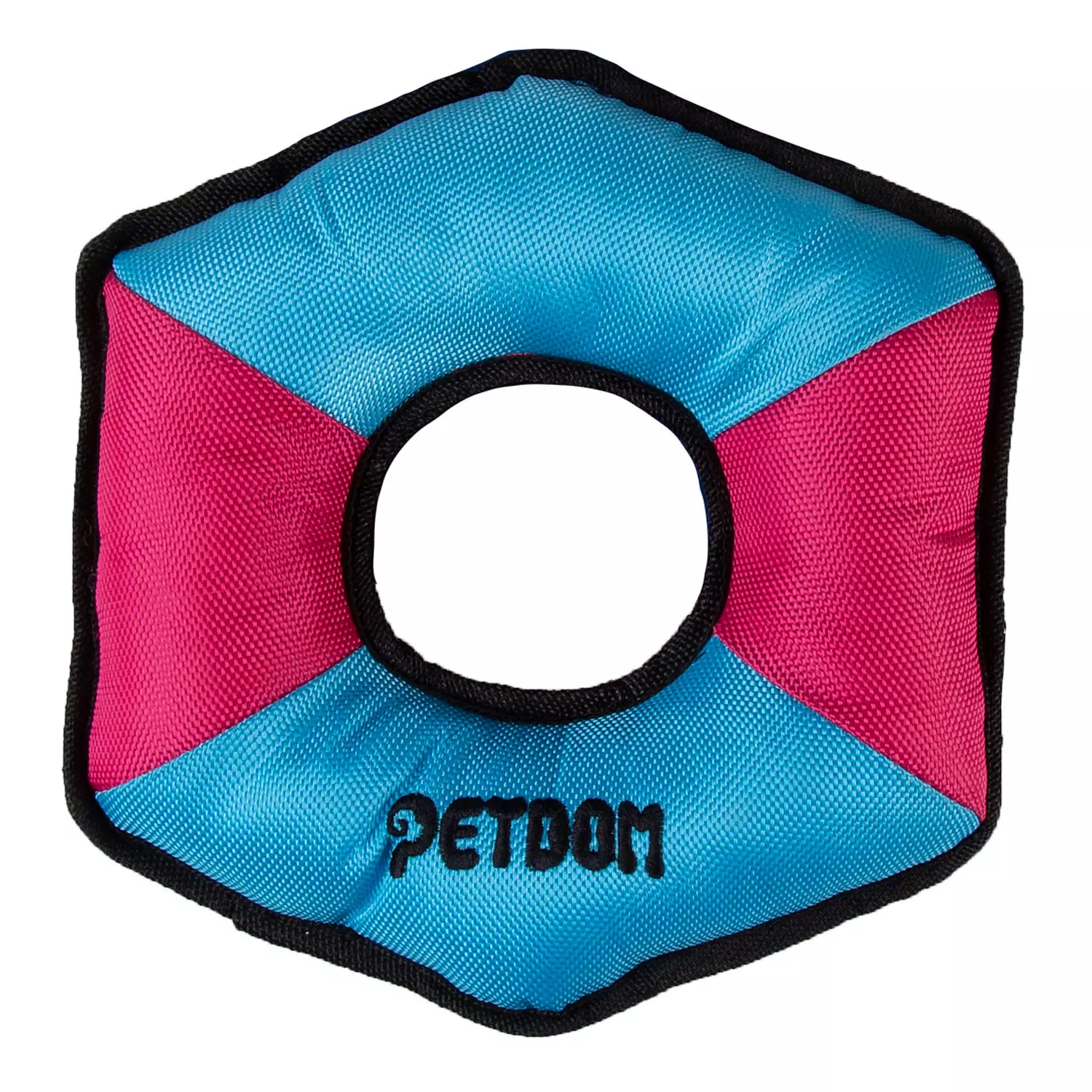 Petdom - Squeaky chew toy for dogs, pink/blue hexagon