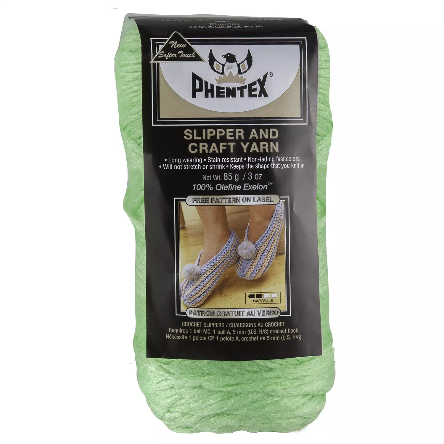 Phentex - Slipper and craft yarn, hot lime