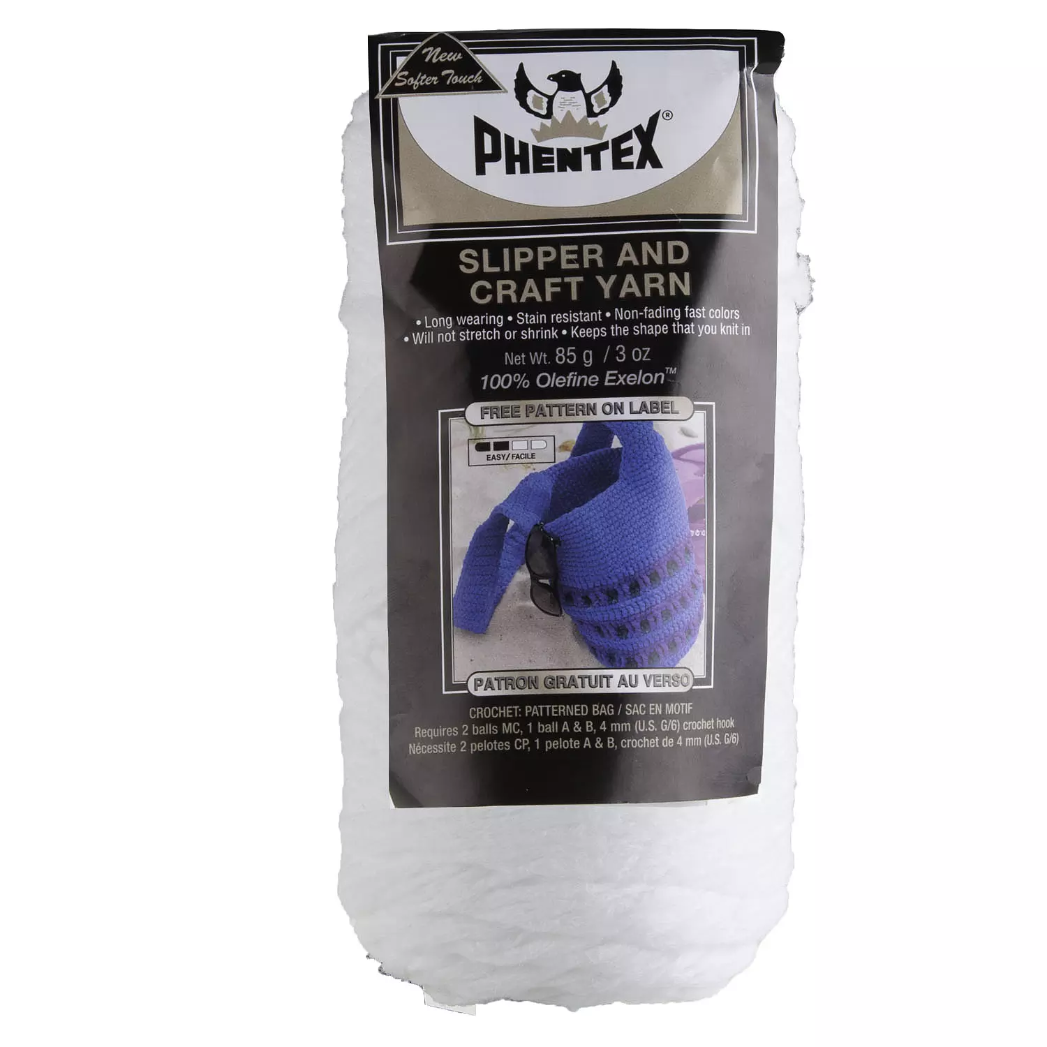 Phentex - Slipper and craft yarn, white